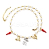 Brass Micro Pave Clear Cubic Zirconia Beaded Necklaces NJEW-Z059-06GP-4