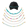 16Pcs 8 Styles Acrylic & Glass & Synthetic Turquoise Baseball Cap Chain HJEW-FH00162-1