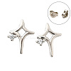 Brass Micro Pave Clear Cubic Zirconia Stud Earrings EJEW-M103-03P-4