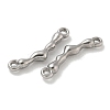 304 Stainless Steel Curved Textured Stick Connector Charms STAS-Q334-48P-2