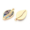 304 Stainless Steel Pave Natural Paua Shell Pendants STAS-N115-21B-G-2