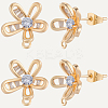5 Pairs Brass Micro Pave Cubic Zirconia Stud Earring Findings KK-BBC0020-85-6