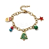 Christmas Theme 304 Stainless Steel Charm Bracelets for Women BJEW-Z142-05G-2