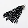 Electroplate Glass Bead Tassel Big Pendants EGLA-P024-08-1