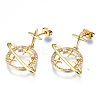 Brass Micro Pave Clear Cubic Zirconia Dangle Stud Earrings EJEW-T014-12G-NF-2