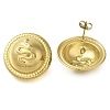 Ion Plating(IP) 304 Stainless Steel Flat Round with Snake Stud Earrings EJEW-I312-07G-1