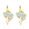 304 Stainless Steel Enamel Pendants STAS-N115-01C-G-1