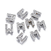 Alloy Initial Slide Charms with Grade A Rhinestones ALRI-R032-M-FF-1