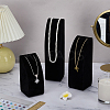 3Pcs 3 Sizes Vertical MDF Wood Covered with Velvet Necklace Display Stands NDIS-WH0023-001A-4