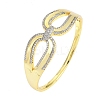 Brass Micro Pave Clear Cubic Zirconia Bangles for Women BJEW-D368-02G-4