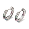 Brass Micro Pave Cubic Zirconia Hoop Earrings KK-CBA8324-24P-03-4