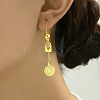 Fashionable Classic Flat Round Brass Tassel Hoop Earrings EH8796-1