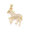 Brass Micro Pave Clear Cubic Zirconia Pendants KK-T080-11G-1