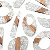 20Pcs 10 Styles Transparent Resin & Walnut Wood Big Pendants RESI-YW0001-31-3