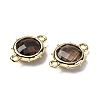 Brass Natural Smoky Quartz Connector Charms KK-Z096-01G-06-2