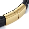 Men's Black PU Leather Cord Multi-Strand Bracelets BJEW-K243-44G-3