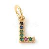 Brass Micro Pave Colorful Cubic Zirconia Charms ZIRC-F092-01-L-1