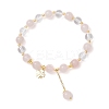 Natural Quartz Crystal & Rose Quartz Round Beaded Stretch Bracelets BJEW-JB11935-02-2