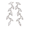 Leaf Brass Micro Pave Clear Cubic Zirconia Dangle Stud Earrings EJEW-F348-02P-1