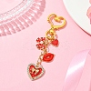 Valentine's Day Heart Lip Bowknot Alloy Enamel Pendant Decoration HJEW-FS00029-5