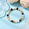 8.5mm Round Natural Topaz Jade & Howlite & Tiger Eye & Citrine Bead Stretch Bracelets for Women BJEW-JB10944-02-4
