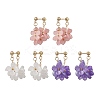 3 Pairs Flower Brass Resin Dangle Stud Earrings EJEW-TA00778-2