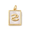 Brass Pave Natural White Shell Pendants KK-S522-09G-I-1