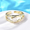 Square Brass Cat Eye Cuff Rings RJEW-G344-01G-01-2