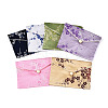 Plum Blossom Embroidery Silk Cloth Envelope Jewelry Storage Bags with Snap Button ABAG-N008-10x12-D01-1