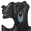 Hollow Heart Alloy & Glass Seed Beads Tassel Chandelier Earrings EJEW-MZ00685-01-4