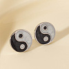 Retro Chinese Style 304 Stainless Steel Flat Round with Yin-yang Stud Earrings MT2482-1-1