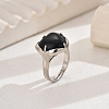 Heart-shaped Natural Obsidian Women's Ring VA9361-1-1