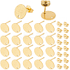 60Pcs Textured Flat Round Ion Plating(IP) 304 Stainless Steel Ear Stud Findings STAS-SP0001-45-1