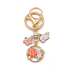 Shell Starfish Alloy Enamel Pendant Keychain with Dolphin & Flower Charm OCEA-PW0001-32B-1