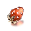 Strawberry Brass Acrylic Pendants OACR-R006-02G-01-2