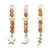 3Pcs 3 Styles Natural Mixed Stone Faceted Round Beaded Pendants PALLOY-JF03604-3