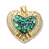 Rack Plating Brass Micro Pave Cubic Zirconia with Synthetic Opal Pendants KK-D088-08G-2