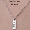 201 Stainless Steel Hollow Word Faith Pendant Necklace NJEW-OY001-34-3