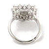 Heart with Saint Rack Plating Brass Micro Pave Cubic Zirconia Adjustable Rings RJEW-I105-04P-06-3