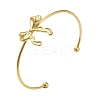 304 Stainless Steel Bowknot Cuff Bangles for Women AJEW-R100-01A-G-1