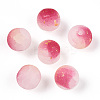 Frosted Baking Paint Crackle Glass Beads with Glitter Powder LS-DGLA-T004-01H-1