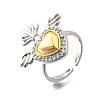 Brass Micro Pave Cubic Zirconia Cuff Rings for Women RJEW-F184-01B-GP-2