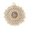 Natural Labradorite Flat Round Pendants PALLOY-MZ00135-07-1