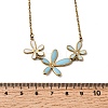 304 Stainless Steel Sky Blue Enamel with Crystal Rhinestone Triple Flower Pendant Necklaces for Women LS-NJEW-G181-01G-3