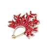 Glass Seed Beaded Imitation Coral Pendants PALLOY-MZ00938-03-4
