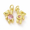Brass Micro Pave Clear Cubic Zirconia Charms ZIRC-F135-25G-02-1