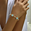 Fashionable Alloy & Crackle Glass Floral Friendship Beaded Stretch Bracelet for Traveling Women DW8073-1