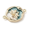 Brass Enamel Oval with Flower Connector Charms KK-M308-06G-02-2