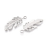 304 Stainless Steel Feather Pendants STAS-T069-37P-2