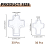 60Pcs 2 Styles Cross Shaped Portable Plastic Small Jewelry Storage Boxes with Lid AJEW-FH0006-76-8